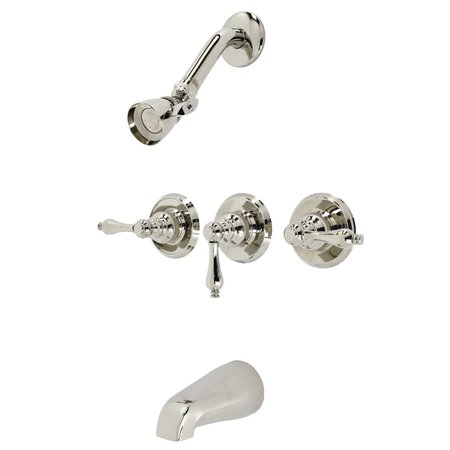 KINGSTON BRASS KB236ALPN Three-Handle Tub and Shower Faucet, Polished Nickel KB236ALPN